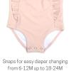 image:imageSwimZip Girls Ruffle OnePiece Swimsuit with UPF 50 Sun ProtectionNavy Stripe