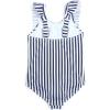image:imageSwimZip Girls Ruffle OnePiece Swimsuit with UPF 50 Sun ProtectionNavy Stripe