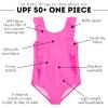 image:imageSwimZip Girls Ruffle OnePiece Swimsuit with UPF 50 Sun ProtectionNeon Pink