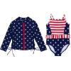 image:imageSwimZip Girls Long Sleeve Rash Guard amp 1Piece Swimsuit  UPF 50 Sun ProtectionAmericana