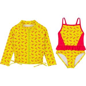 image:imageSwimZip Girls Long Sleeve Rash Guard amp 1Piece Swimsuit  UPF 50 Sun ProtectionLobster