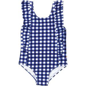 image:imageSwimZip Girls Ruffle OnePiece Swimsuit with UPF 50 Sun ProtectionNavy Gingham