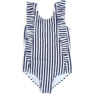 image:imageSwimZip Girls Ruffle OnePiece Swimsuit with UPF 50 Sun ProtectionNavy Stripe