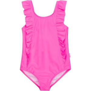 image:imageSwimZip Girls Ruffle OnePiece Swimsuit with UPF 50 Sun ProtectionNeon Pink