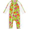 image:imageSwimZip Girls LongSleeve UPF 50 Swimsuit for Baby Toddler amp Little GirlsHibiscus