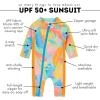 image:imageSwimZip Girls LongSleeve UPF 50 Swimsuit for Baby Toddler amp Little GirlsVibrant Vacay