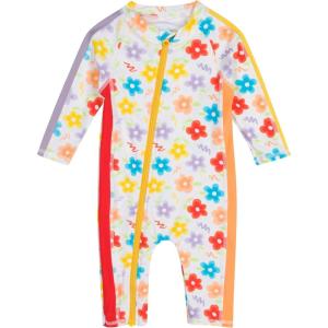 image:imageSwimZip Girls LongSleeve UPF 50 Swimsuit for Baby Toddler amp Little GirlsBlossom