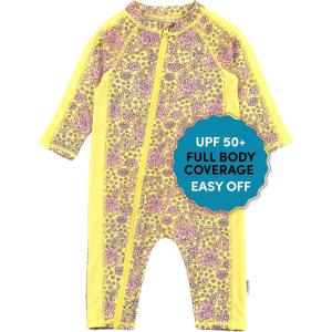 image:imageSwimZip Girls LongSleeve UPF 50 Swimsuit for Baby Toddler amp Little GirlsDitsy Floral