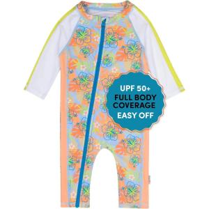 image:imageSwimZip Girls LongSleeve UPF 50 Swimsuit for Baby Toddler amp Little GirlsGroovy
