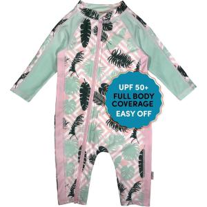 image:imageSwimZip Girls LongSleeve UPF 50 Swimsuit for Baby Toddler amp Little GirlsPalm