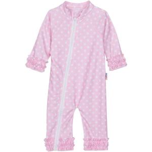 image:imageSwimZip Girls LongSleeve UPF 50 Swimsuit for Baby Toddler amp Little GirlsSassy Surfer Pink Dots