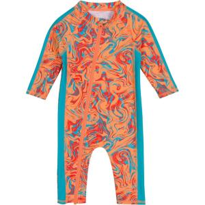 image:imageSwimZip Girls LongSleeve UPF 50 Swimsuit for Baby Toddler amp Little GirlsSwirl