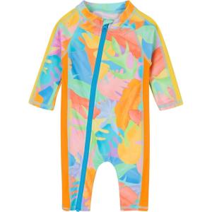 image:imageSwimZip Girls LongSleeve UPF 50 Swimsuit for Baby Toddler amp Little GirlsVibrant Vacay