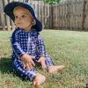 image:imageSwimZip Boys LongSleeve UPF 50 Swimsuit for Baby Toddler amp Little BoysNavy Gingham
