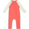 image:imageSwimZip Boys LongSleeve UPF 50 Swimsuit for Baby Toddler amp Little BoysNeon OrangeWhite
