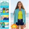 image:imageSwimZip Girls 3 Pc Swim Set wLong Sleeve Rash Guard Tankini amp Shorts UPF 50Aqua Sea