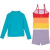 image:imageSwimZip Girls 3 Pc Swim Set wLong Sleeve Rash Guard Tankini amp Shorts UPF 50Color Pop