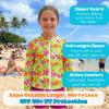 image:imageSwimZip Girls 3 Pc Swim Set wLong Sleeve Rash Guard Tankini amp Shorts UPF 50Hibiscus