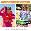 image:imageSwimZip Girls 3 Pc Swim Set wLong Sleeve Rash Guard Tankini amp Shorts UPF 50Navy Gingham