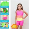 image:imageSwimZip Girls 3 Pc Swim Set wLong Sleeve Rash Guard Tankini amp Shorts UPF 50Neon Sunrise