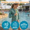 image:imageSwimZip Girls 3 Pc Swim Set wLong Sleeve Rash Guard Tankini amp Shorts UPF 50Palm Leaf