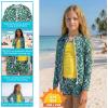 image:imageSwimZip Girls 3 Pc Swim Set wLong Sleeve Rash Guard Tankini amp Shorts UPF 50Palm Leaf