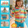 image:imageSwimZip Girls 3 Pc Swim Set wLong Sleeve Rash Guard Tankini amp Shorts UPF 50Rainbow