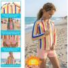 image:imageSwimZip Girls 3 Pc Swim Set wLong Sleeve Rash Guard Tankini amp Shorts UPF 50Stripe