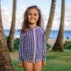 image:imageSwimZip Girls UPF 50 Long Sleeve Zip Rash Guard Swim Shirt TopNavy Stripes