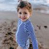 image:imageSwimZip Girls UPF 50 Long Sleeve Zip Rash Guard Swim Shirt TopNavy Stripes