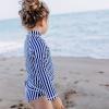 image:imageSwimZip Girls UPF 50 Long Sleeve Zip Rash Guard Swim Shirt TopNavy Stripes