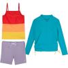 image:imageSwimZip Girls 3 Pc Swim Set wLong Sleeve Rash Guard Tankini amp Shorts UPF 50Color Pop