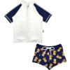 image:imageSwimZip Kids Short Sleeve Rash Guard  Euro Shorties UPF 50 Swimsuit SetPineapple