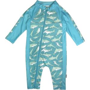 image:imageSwimZip Boys LongSleeve UPF 50 Swimsuit for Baby Toddler amp Little BoysDeep Blue Sharks
