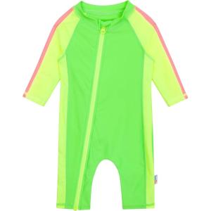 image:imageSwimZip Boys LongSleeve UPF 50 Swimsuit for Baby Toddler amp Little BoysNeon GreenYellow