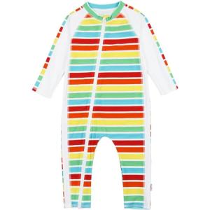 image:imageSwimZip Boys LongSleeve UPF 50 Swimsuit for Baby Toddler amp Little BoysRainbow