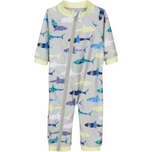 image:imageSwimZip Boys LongSleeve UPF 50 Swimsuit for Baby Toddler amp Little BoysShark Feast