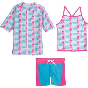 image:imageSwimZip Girl Short Sleeve Rash Guard amp Shorts UPF 50 Blue Pool Party 1218 Month