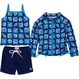 image:imageSwimZip Girls 3 Pc Swim Set wLong Sleeve Rash Guard Tankini amp Shorts UPF 50Coastal