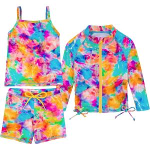 image:imageSwimZip Girls 3 Pc Swim Set wLong Sleeve Rash Guard Tankini amp Shorts UPF 50Impressions