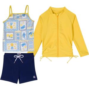 image:imageSwimZip Girls 3 Pc Swim Set wLong Sleeve Rash Guard Tankini amp Shorts UPF 50Mediterranean Lemons