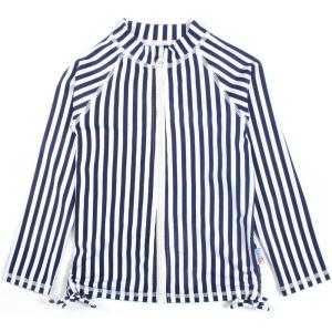 image:imageSwimZip Girls UPF 50 Long Sleeve Zip Rash Guard Swim Shirt TopNavy Stripes