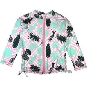 image:imageSwimZip Girls UPF 50 Long Sleeve Zip Rash Guard Swim Shirt TopPalm