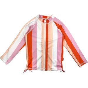 image:imageSwimZip Girls UPF 50 Long Sleeve Zip Rash Guard Swim Shirt TopPeach Stripes