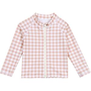 image:imageSwimZip UPF 50 Long Sleeve Rash Guard for Boys and Girls  Baby Toddler KidsPink Gingham