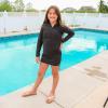 image:imageSwimZip Girls Long Sleeve Swim Dress Cover Up Swimsuit  UPF 50 Sun ProtectionBlack