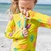 image:imageSwimZip Girls Long Sleeve Swim Dress Cover Up Swimsuit  UPF 50 Sun ProtectionCoral