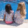 image:imageSwimZip Girls Long Sleeve Swim Dress Cover Up Swimsuit  UPF 50 Sun ProtectionFloral Garden