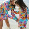 image:imageSwimZip Girls Long Sleeve Swim Dress Cover Up Swimsuit  UPF 50 Sun ProtectionImpressions