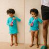 image:imageSwimZip Girls Long Sleeve Swim Dress Cover Up Swimsuit  UPF 50 Sun ProtectionScuba Blue